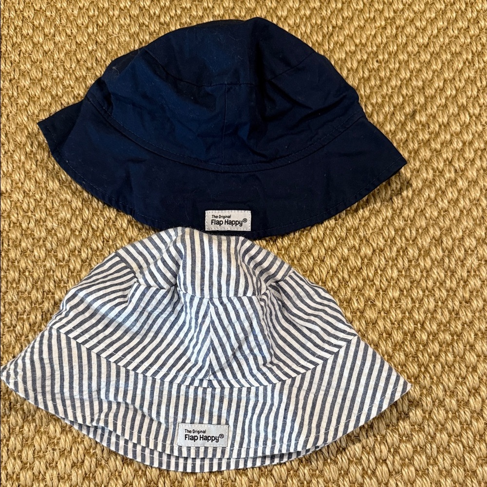 Flap Happy Bucket Hat 2 Pack, Chambray Stripe Seersucker & Navy